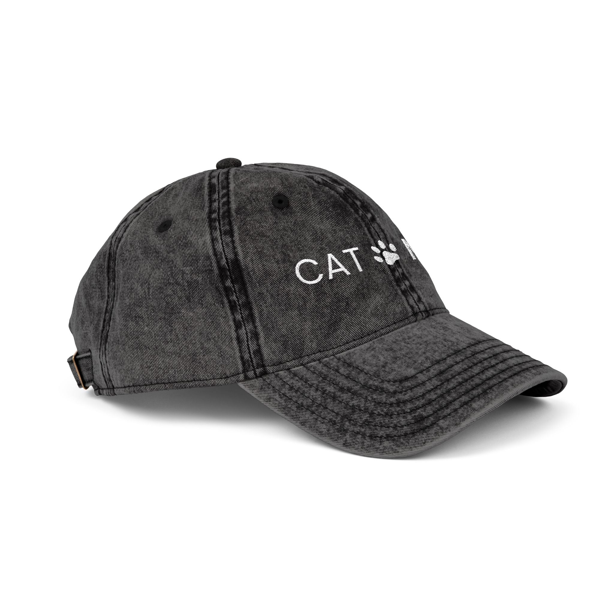Cat Mom Embroidered Hat – Vintage Washed Cotton Cap (6 Colors)