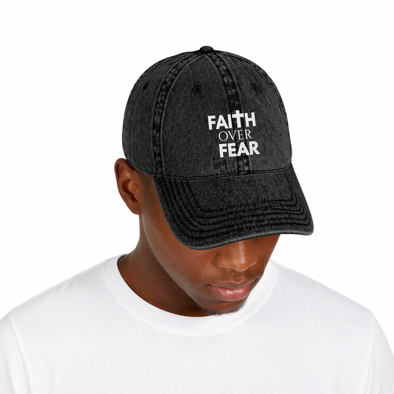 Faith Over Fear Vintage Cap – Embroidered Inspirational Dad Hat 6 Colors