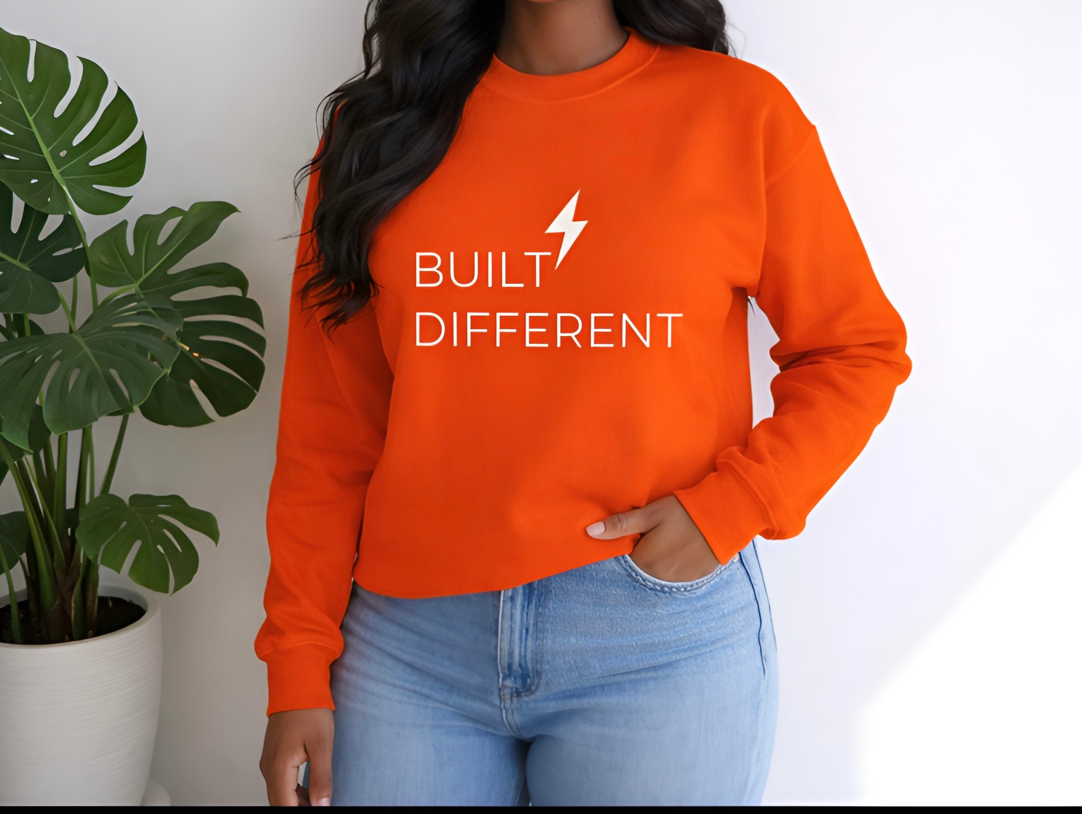 Built Different Sweatshirt, Motivational Crewneck Sweatshirt, Inspirational Quote Sweater, Confidence Streetwear, Unisex Gift , 12 Colors