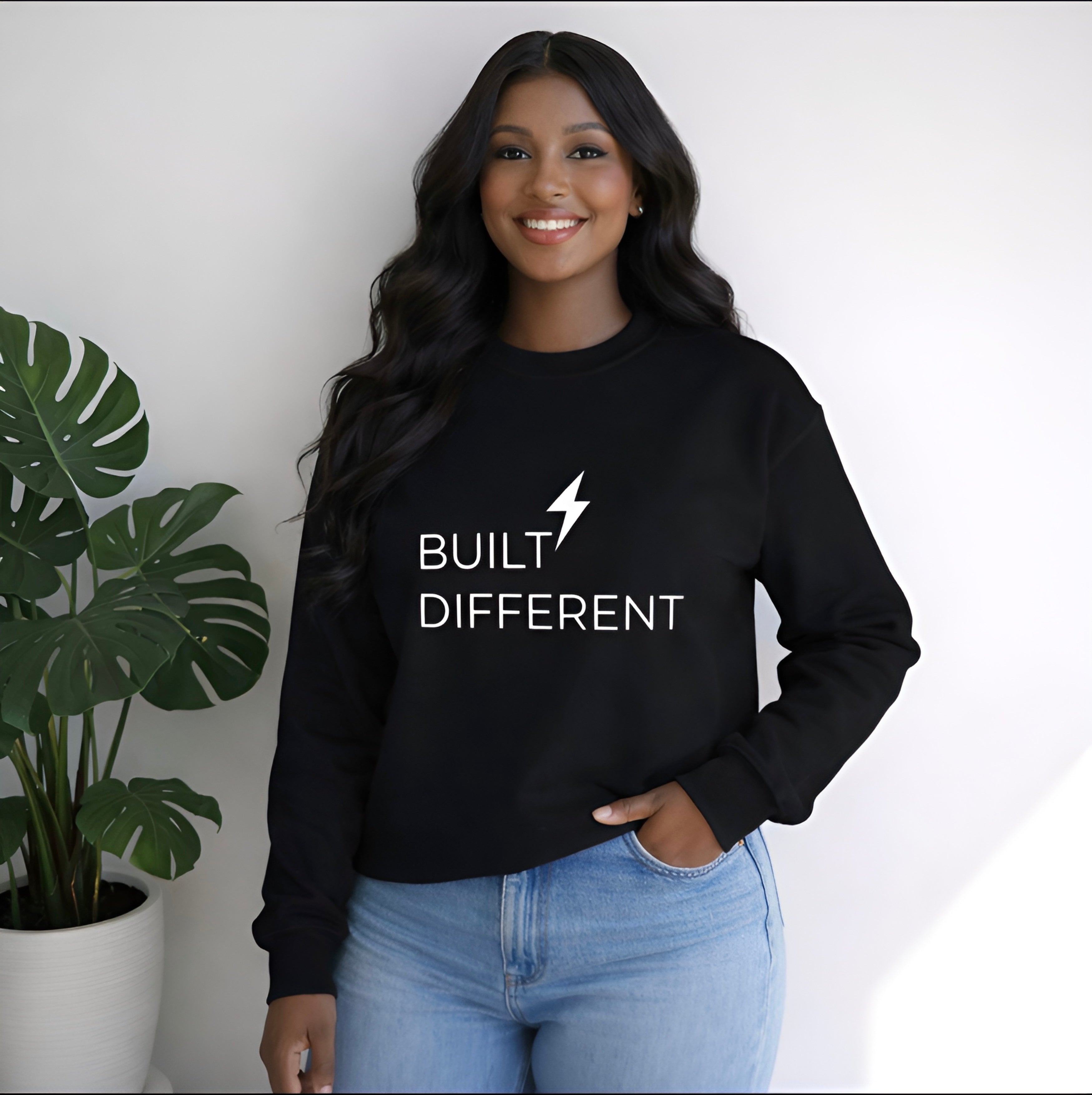 Built Different Sweatshirt, Motivational Crewneck Sweatshirt, Inspirational Quote Sweater, Confidence Streetwear, Unisex Gift , 12 Colors