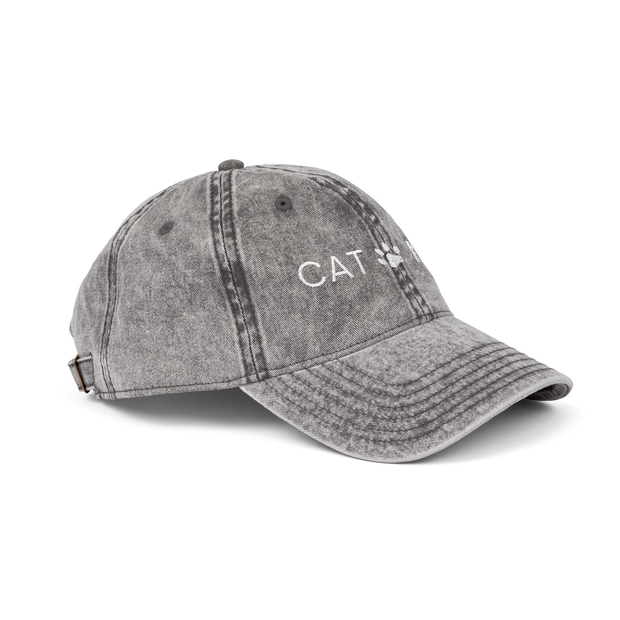 Cat Mom Embroidered Hat – Vintage Washed Cotton Cap (6 Colors)